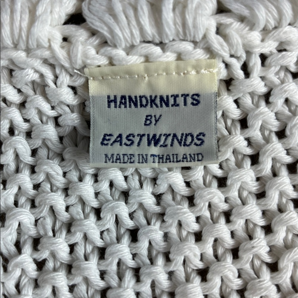 HANDKNITS BY EASTWINDS
Vintage 100% Cotton Cable Knit Flower Button Cardigan S - Picture 7 of 11